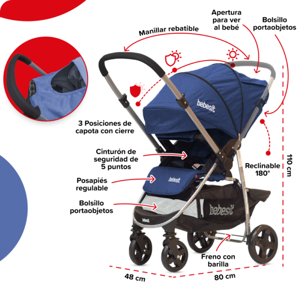 COCHESITO BEBESIT TRAVEL SYSTEM CON MANILLAR REBATIBLE - Image 3
